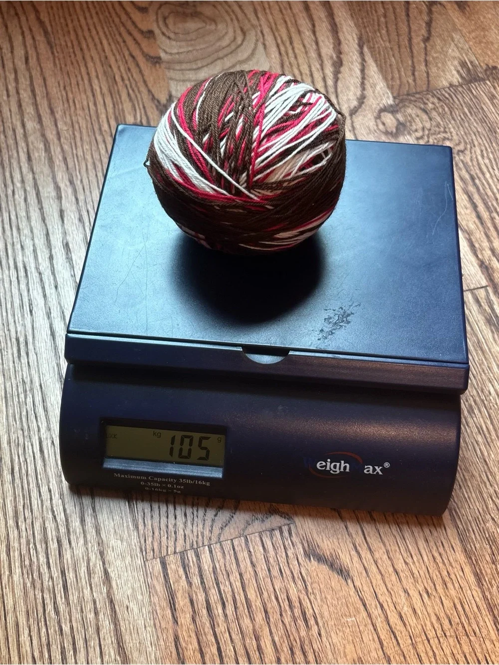 Yarn Fingering Weight Sock 105g Red Brown White Wool Blend Knit Hand Dyed Indie